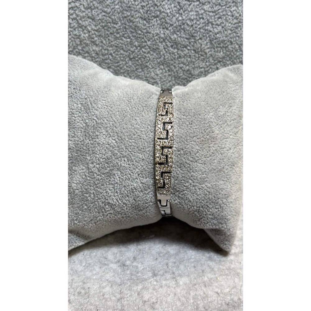 #43. Silver-tone Greek Key Bracelet